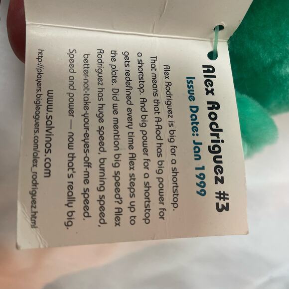 Alex Rodriguez Big Bammers Plush Teddy Bear With Tags - Picture 8 of 10